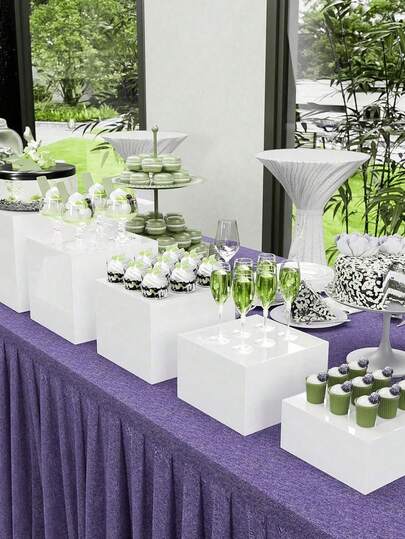 6-Piece Plastic Cake Stand - Food Display Stand, AdjustaFood Display Stand, Adjust…Ble Combination Display For Cupcakes, Desserts, Snacks, Jewelry, And Kitchen Storage, Perfect For Tabletop Decoration At Holiday Parties, Weddings, Events, And More