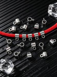 20入/包 不鏽鋼 4mm 孔徑圓形吊墜連接件，手鍊珠子 DIY 珠寶配件連接件 - 銀色 - 查看 1