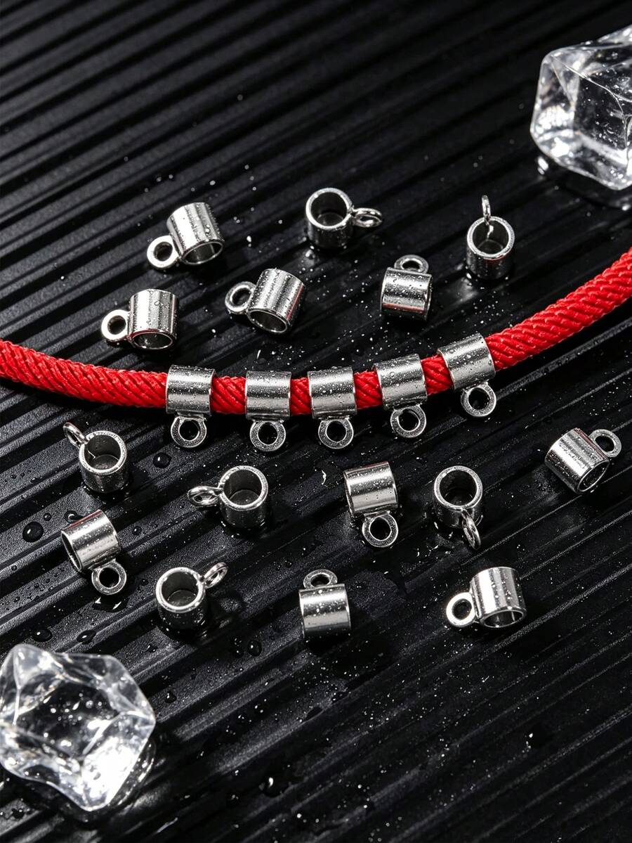 20入/包 不鏽鋼 4mm 孔徑圓形吊墜連接件,手鍊珠子 DIY 珠寶配件連接件 - 銀色 - 查看 1