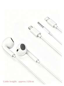 FCV 1Pack Wired Earphones With Type-C Plug, Half-In-Ear Headphones With Microphone And Volume Control Compatible With IPhone/Android/Pixel/ And Other Audio Recording Devices - View 1