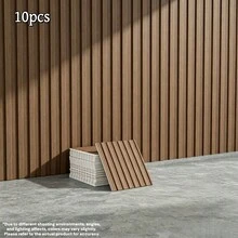 10片裝牆面與天花板貼紙，自黏式3D牆板，復古木紋格紋自黏壁紙，30x30cm，簡易安裝，可水洗可擦拭表面，適用於裝飾牆、隔板與表面翻新 - A - 查看 2