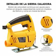 Sierra Caladora Profesional Eléctrica 350 W Cortes Precisos Ligera Y Practica Sistema De Inclinación De 45 Grados Con Colentor De Polvo Adir 811 - A - Ver 7