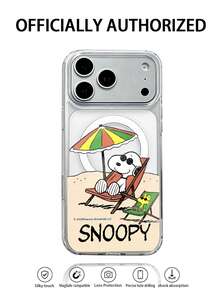 Miniso 1pc New Transparent Acrylic 2-In-1 MagSafe Magnetic Wireless Charging Cartoon Creative Raised Camera Pattern Thick Anti-Drop Protective Case Compatible With Apple 18 Pro Max/Air, 16/11/12/13/14 Plus/XR/7/8 Plus/15 Pro Max And Samsung Galaxy S25 Edge/S24 Ultra/S22/S23 FE/S21/S26 Plus/S25 Edge - Clear - View 1
