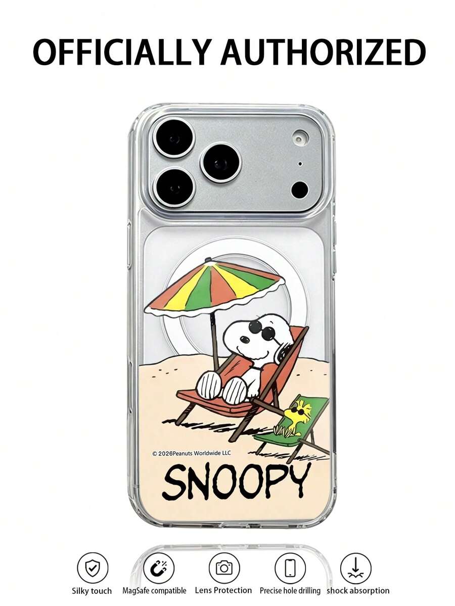 Miniso 1pc New Transparent Acrylic 2-In-1 MagSafe Magnetic Wireless Charging Cartoon Creative Raised Camera Pattern Thick Anti-Drop Protective Case Compatible With Apple 18 Pro Max/Air, 16/11/12/13/14 Plus/XR/7/8 Plus/15 Pro Max And Samsung Galaxy S25 Edge/S24 Ultra/S22/S23 FE/S21/S26 Plus/S25 Edge - Clear - View 1