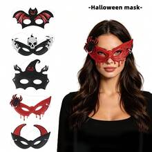 3pcs/1pc Halloween Half Face Party Makeup Mask, Fits Face Contour, Suitable For Halloween Themed Costume Party, Escape Room Party, Bar Party, Holiday Cosplay, Script Scene Outfit, Mask, Party Decoration, Women's Halloween Costume, Women's Halloween Outfit, Birthday Decoration, Halloween, Christmas, Glasses, Women's Glasses, Ghost Face Mask, Scream Mask, Role Play, Halloween Decoration, Ball Mask, Cat Mask, Mask - A - View 1