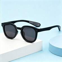 1 Pair Kids Square Rounded Frame Glasses With Double Rivets And Non-Slip Nose Pads, Sweet Decorative Eyewear For Outings, Daily Wear, Street Photography And Check-In - Multicolor - View 4