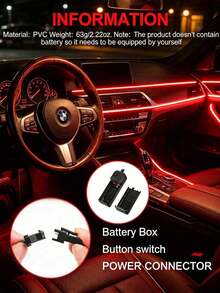 RGB EL 發光線車內氛圍燈，USB 聲控霓虹燈條，適用於儀表板與車門裝飾，可彎曲 DIY 霓虹燈條，適合派對與服裝裝飾 - 多色光 - 查看 3