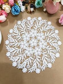 1件裝奢華蕾絲刺繡圓形桌巾,布製餐墊/杯墊/花瓶墊/燈墊,適用於居家廚房檯面裝飾 - 彩色 - 查看 2