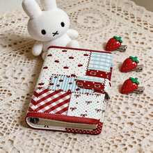 1pc Patchwork Plaid Cherry Notebook, Loose-Leaf Binder, Sweet Girl Style Ins Small Notebook, Portable Diary, Planner - Multicolor - View 1