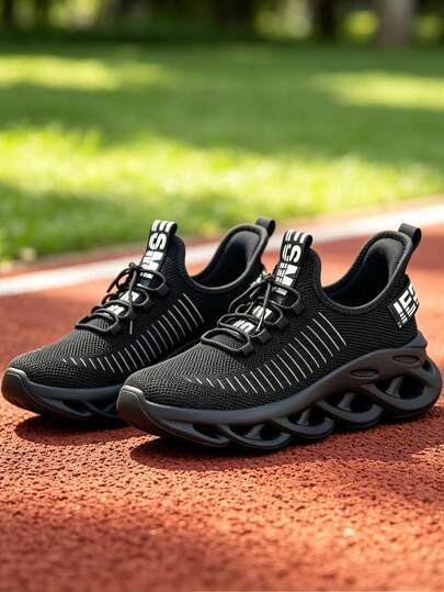 milikuyou Lightweight Breathable Plus Size Men's Sports Shoes, Extra Plus Size Women's Running Shoes, Spring/Summer New Style, Comfortable And Durable, Knitted Mesh Fabric, Outdoor Casual Sports Shoes, Fashionable Streamlined Hollow Design, Shock-Absorbing Soft Sole Casual Running Shoes, Suitable For Daily Commute, Street Wear, Casual Outings, Indoor/Outdoor Running And Fitness, Travel And Hiking, Campus Sports And More, Random Pattern, Irregular Pattern, Men's Tennis Shoes, Women's Training Shoes