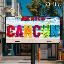 2D Flat - Vintage "Cancun Mexico" Metal Sign | Waterproof & Durable, Suitable For Home, Garage, Cafe, Restaurant And Bar Wall Decor - Easy To Install, Wall Hanging (Random Style) - A - View 7