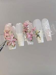 1件夏季百合冰花手工雕刻花瓣3D花朵美甲矽膠模具 - 無色 - 查看 10