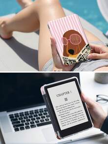 條紋黃金獵犬閱讀電子書保護殼，相容 6 吋 Kindle 第 11 代 (2024 與 2022 發行)、Kindle Paperwhite 第 12 代 (2024 發行) - 超薄透明 TPU 背殼保護殼，支援自動喚醒/睡眠功能，透明殼可 DIY 定製 - 適合日常使用與節日禮物 - 粉色 - 查看 6