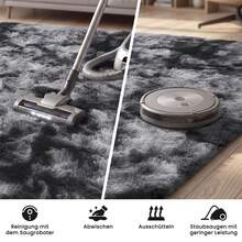 EDIMENS Long Hallway Runner Rug 80x300, High Pile Bathroom Rug Non-Slip, Fluffy Washable Kitchen Rug Bath Mat, Rugs For Bedroom Bed Runner Hallway Living Room - 紮染深灰 - 查看 11