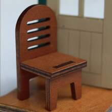 Miniature Wooden Rocking Chair Ornament, Vintage Nostalgic Scene Photography Prop, Miniature Model, Desktop Decor, Casual Style Holiday Gift Ornament, Resin Double Seat Tree Bench Miniature Decorative Ornament, Handmade - Multicolor - View 4