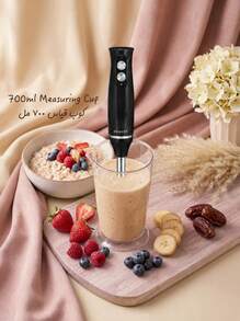 SOKANY 4-In-1 Hand Blender 500W Low Noise Immersion Mixer, 2 Speed Stainless Steel Stick Blender With Whisk & Chopper Cup, Easy Clean Blender For Food, Smoothies, Soup, Baking Cream - Black - View 9