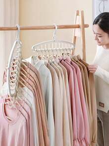3pcs/Set 11-Hole Rotating Clothes Hanger, Wardrobe Clothes Stacking Hanger, Wardrobe Storage Hanger, Foldable Hanger, Wardrobe Storage Rack, Multi-Functional Wardrobe Storage Rack, Suitable For Home, Dorm, Holiday Decoration, Room Decoration, Home Decoration, Bedroom Decoration, Dresses, Pants, Shoes, Jeans, Boots, Skirts, Spring, Simple, Summer, Tops - White - View 6