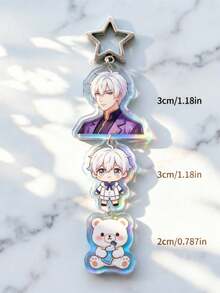 Custom Acrylic Keychain, Personalized Photo Key Pendant, Car Keychain, Backpack Charm, Custom Image Gift, Suitable For Friends, Family, Cartoon, Celebrity, Logo - Star Buckle Laser Keychain - View 2