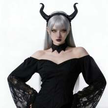 1pc Small Horn Headband, Devil Horn Hair Hoop Decorative Headpiece, Party Performance Prop, Costume Accessory - S - View 2