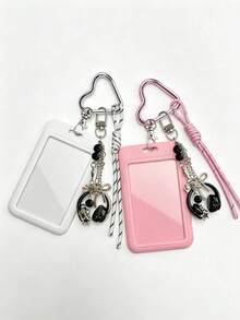 Y2K Card Holder Keychain With Earphone Pendant And Lanyard, Portable ID Badge Holder, Customizable Card Sleeve, Ins Style Bag Charm, Credit Card Holder, Suitable For School/Work/Office/Daily Use, Unique Birthday Gift, Teacher Gift, Party Gift, Vacation Gift, Back To School Gift, Perfect For Mother's Day, Graduation Season, Back To School Season, School Opening Season, Wedding Season, Teacher's Day, Easter, Halloween, Christmas - Multicolor - View 7