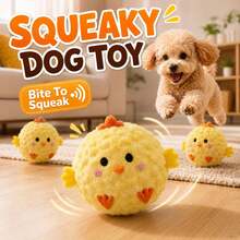 2pcs Yellow Chick Pet Interactive Bouncing Squeaky Toy Ball, Dog & Cat Boredom Relief Companion Toy, Sound-Attracting For Pets - Multicolor - View 4