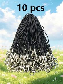 1 Pack 10/30/50/100/200/300/500/1000pcs Multicolor Black Pendant Rope Lanyard Lasso Hanging Rope Lobster Clasp Rope Keychain Hook Phone Set Pendant Jewelry Accessories - Black - View 14