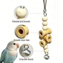 1/2pcs Bird Supplies Pet Supplies Bird Cage Hanging Decor Bird Toys Accessories Bird Training Supplies Natural Wood Beaded Bell Chewing Hanging Toy Boredom Relief Beak Grinding Hanging Ornament Bird Cage Toy (Random Color) - A+B - View 7