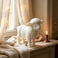 1pc White Collectible Grade PLA Material Lamb Figurine, Suitable For Room Decor, Living Room Decor, Computer Desk Warm Decoration, Perfect Gift For Back To School, Christmas, Halloween, Best Friend, And Kids Who Love Animals And Lambs - Multicolor - View 6