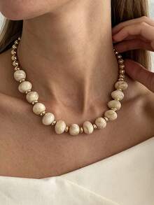 Fashion Resin Rendered Bead String Necklace - Unique And Versatile Accessory - Beaded Necklace - View 2