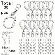 30/50/100pcs Keychain Making Kit, Includes Keychains And Connecting Rings, Suitable For DIY Bags, Phones, Pets, Keychain Crafts (Includes Small C-Shaped Clasps And Closed Rings) - Multicolor - View 12