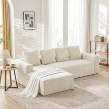 Cloud Sectional Sofa With L-Shape Chaise, Modern Modular Sofa With Deep Seating - Beige - View 1