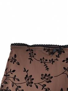 Women's Elegant Slim Fit Floral Print Vacation Maxi Skirt - Brown - View 9