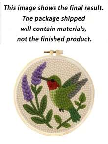 DIY Punch Needle Embroidery Kit Hummingbird Flying In Flower Bush Beginner Friendly Punch Needle Embroidery Set With Embroidery Hoop And Printed Pattern Suitable For Craft Enthusiasts And Home Decor - 13 - Embroidered Set - View 13
