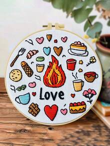 1PC 20*20cm/7.9*7.9in,Love/Rainforest/Flowers Embroidery Kit, DIY Handmade Embroidery Set For Adult Beginners, Home Gift, Women's Sewing Gift, Including User Manual, Printed Pattern Fabric, Embroidery Frame, Needle And Thread. - A - View 15