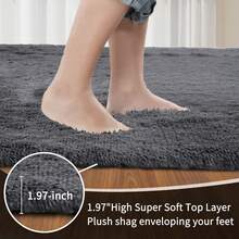 EDIMENS Runner Rug Hallway 300cm Long, Non Slip Runner For Hallway Black, Washable Bathroom Runner Rug For Kitchen, Fluffy Area Rugs For Hallway, Living Room, Bedroom, Bathroom, Bedside Rug - Dark Grey - View 6
