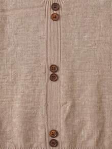 JIANHU Beige Adjustable Knit Camisole - Autumn/Winter V-Neck, With Wooden Buttons And Ribbed Trim | Thanksgiving Dinner And Christmas Layering Casual Summer - Khaki - View 7