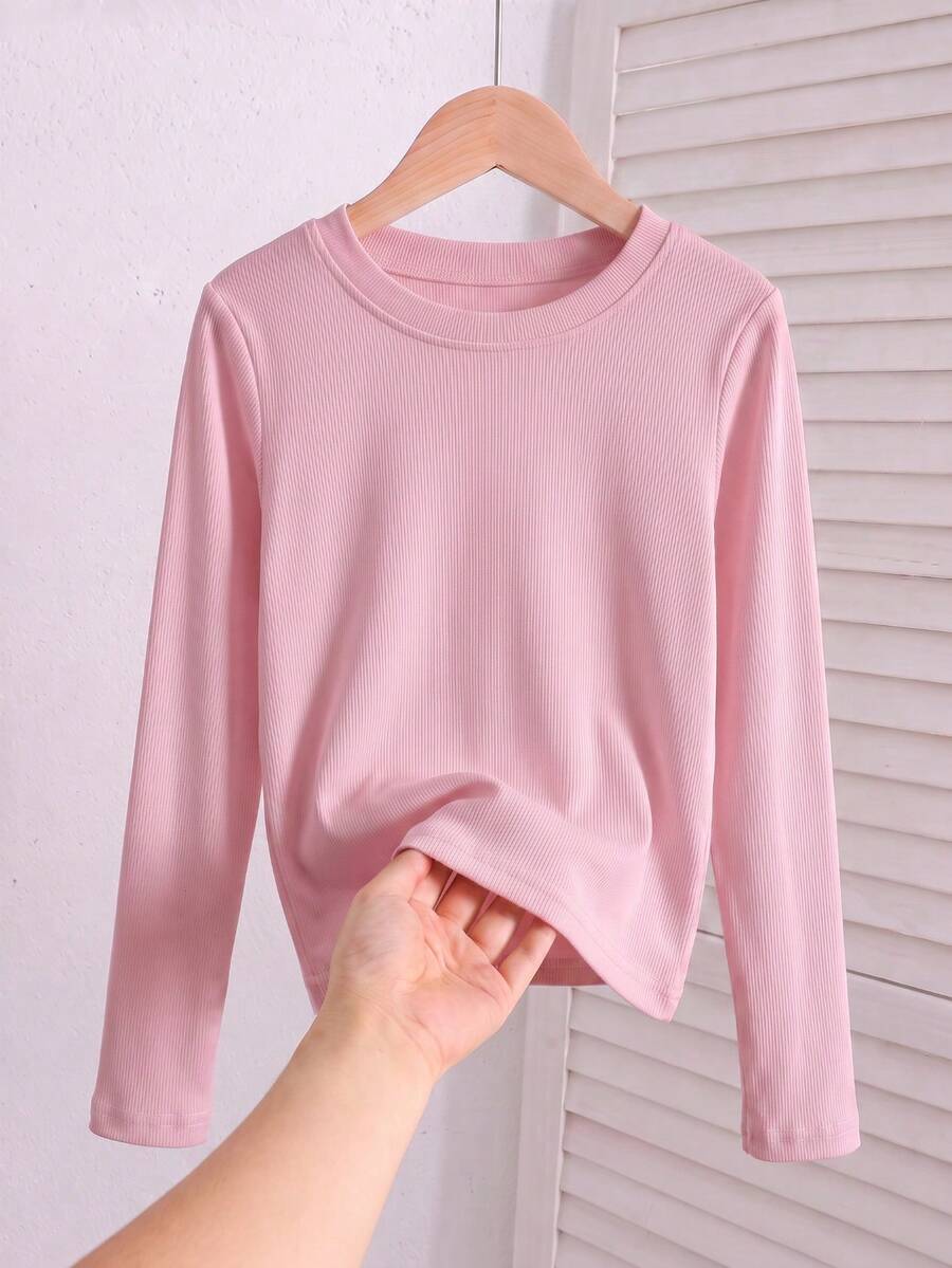 1pc Minimalist Solid Color Basic Long Sleeve Autumn/Winter Top For ...