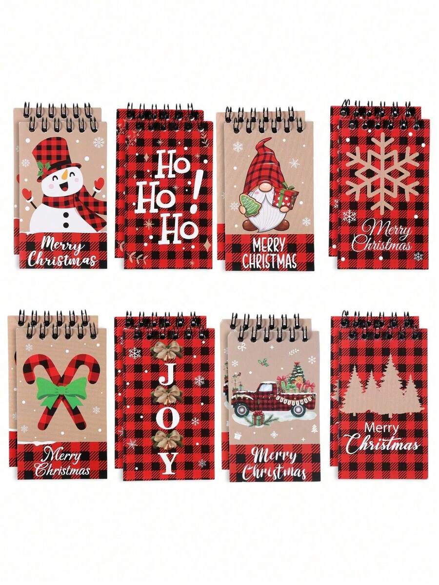 8/4/2 Stück Weihnachtsfeier Geschenkfüllungen Mini Spiralnotizbücher, Schneemann & Weihnachtsmann Muster tragbare Notizbücher, Weihnachtsgeschenkbeutel Füllungen, Weihnachtsstrumpf Füllungen, Weihnachtsdekorationen
