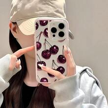 1pc Pink Frame Double Layer Phone Case, Cherry Pattern, Personalized Protective Cover, Compatible With Apple 18/18Pro/18Pro Max/17/17Pro/17Pro Max/16/16Pro/16promax/15/15Pro/15promax/14/13/12/11 Phone Protective Case - Multicolor - View 5