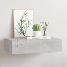 vidaXL Wand-Schubladenregal Wand-Schublade Schweberegal Hängeregal Wandschrank Wandboard Wandregal Mit Schublade Betongrau 40x23,5x10cm MDF - Concrete Dust - View 1