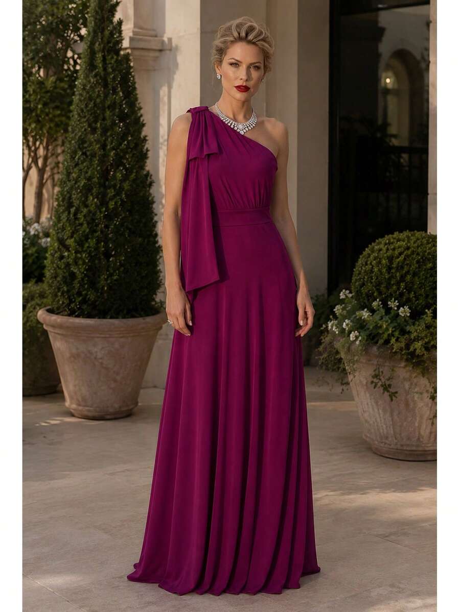 Long Party Dress With Lace, Lined Cups, Comfortable, Elegant, Simple - Rose Red - View 1