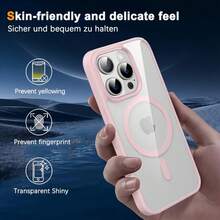 CteGlodrix Phone Case – Premium Transparent Magnetic Wireless Charging Phone Case, Compatible With IPhone 18 17 Pro Max/17/16/15/14/13/12/11 Pro Max Plus Mini/17 Air/17 Pro, Featuring Flexible Corner Design And Sturdy Protective Backplate, Effectively Absorbs Shock, Popular Birthday Gift, Business Gift, Durable, Stain-Resistant, Anti-Fingerprint, Brand New Unisex Phone Shell ~ Skin-Feel Magnetic Case - Black, Gray, White, Pink - Plain Case 1747XS - Pink - View 4