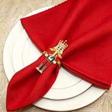 8/12pcs/Christmas Nutcracker Napkin Rings, Red Soldier Napkin Buckles, Table Decor, Can Be Used For Napkin Decoration And Storage, Holiday Party Tabletop Decoration, Christmas, New Year Decoration - Red and White - View 5