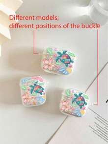 Flower Turtle Painted Transparent Additional Bracelet Fashion Bluetooth Headset Case For Painted Transparent Fashion Bluetooth Headset Case For S4 Protective Case Apple Wireless Bluetooth Headset Shell Glossy Pro2 All-Inclusive Pods31/2/3 Generation Protective Case Pro Anti-Drop Soft Shell - Multicolor - View 5