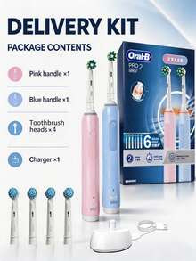 Oral-B Electric Toothbrush 2-In-1 Set, 2-Minute Timer, Smart Pressure Control, Includes 2 Handles, 6 Brush Heads And 1 USB Charger - Multicolor - View 12