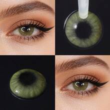 Lalens 海洋綠柔和彩色隱形眼鏡，1對圓形隱形眼鏡，年戴，DIA 14.20MM BC 8.6MM，深色與淺色眼睛皆可無縫融合，適合日常通勤、美感派對、約會妝容 - Ocean Green - 查看 13