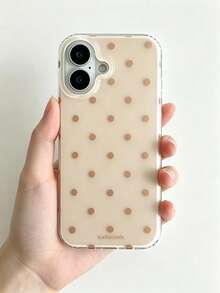 時尚手機殼，極簡可愛設計，黑白波點圖案，適用於 iPhone 11 至 17 系列，包含 Pro Max 版本 - 香檳色 - 查看 2