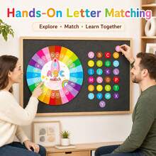 hoojojo Rainbow ABC Letter Matching Felt Cards Set, Colorful Round Alphabet Learning Pieces, Letter Recognition Teacher Teaching Aid, Learning Supplies, Classroom & Home Practice, Back‑To‑School - Multicolor - View 5
