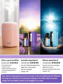 Mini USB Humidifier 300ML With Colorful LED Night Light, Portable Cool Mist Air Humidifier & Essential Oil Diffuser, Quiet Desktop Aroma Diffuser With 4/8H Timer, Small Personal Humidifier For Bedroom, Office, Home, Car Decoration - Cylinder - View 13
