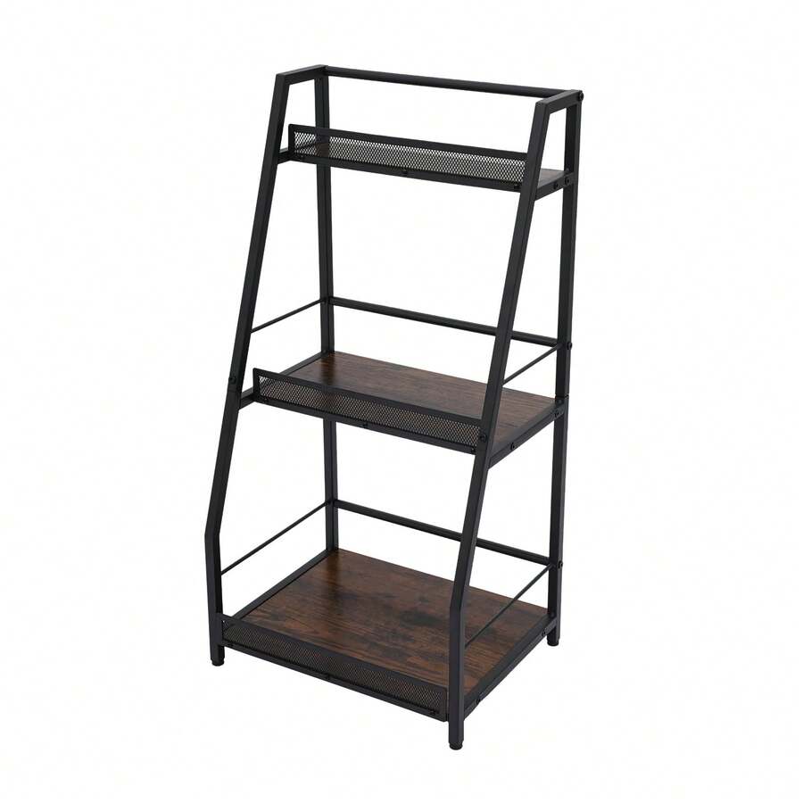 3-Tier Trapez Corner Liquor Bottle Rack With Protective Rail, Freestanding Red Wine Shelf, Space-Saving Corner Organizer For Home Bar, Living Room, And Wine Cabinet - 黑色 - 查看 1